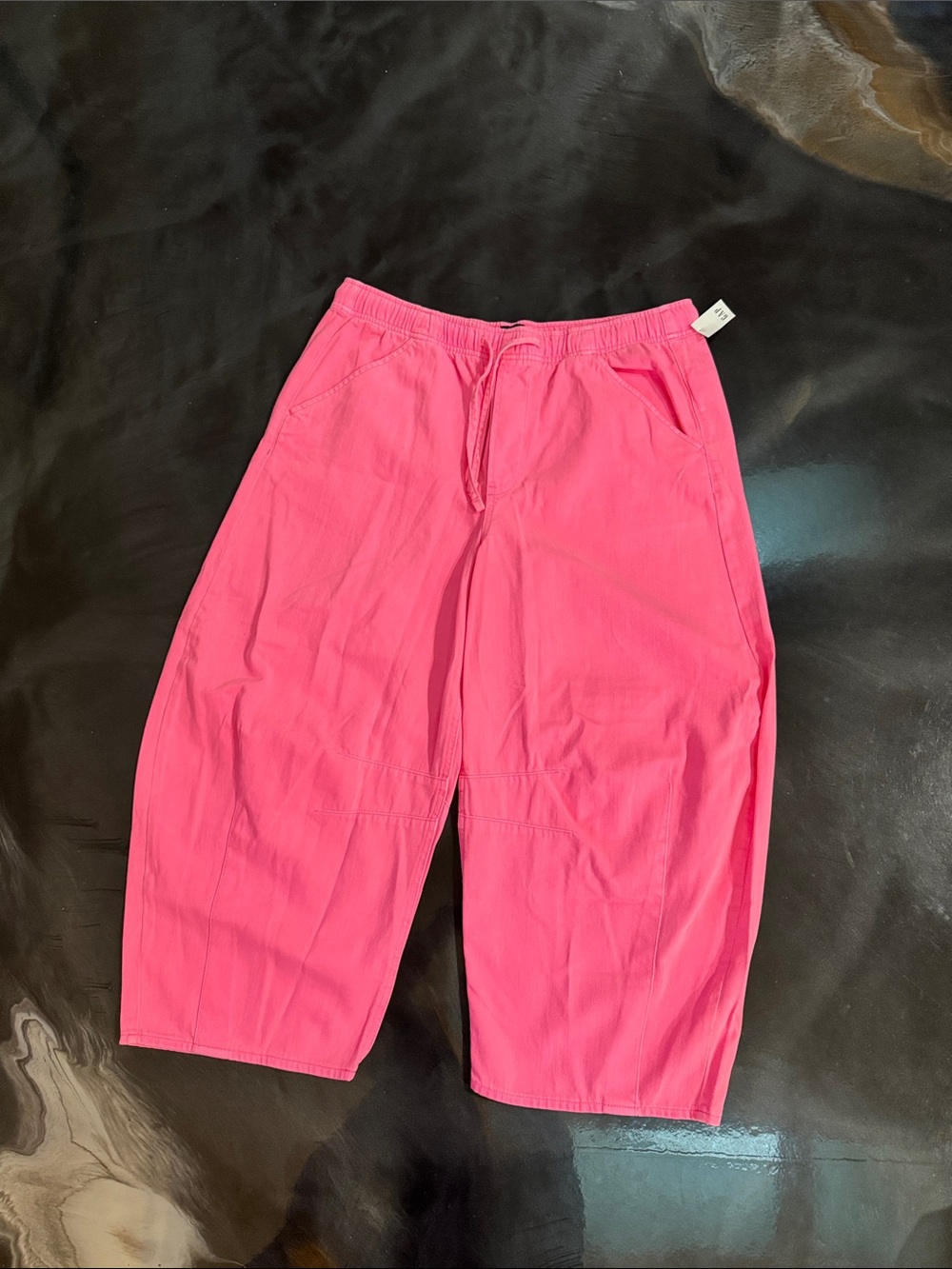 GAP Bright Pink Cropped Drawstring Jeans